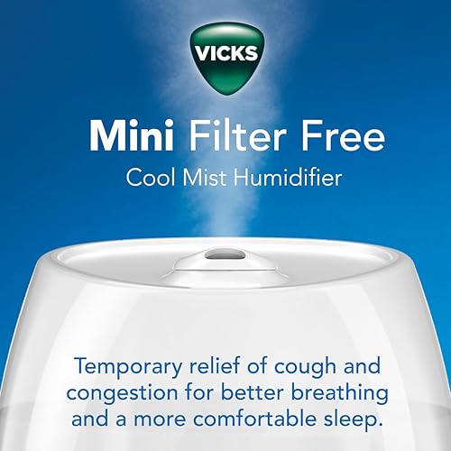 Miniatura 2 de Vicks Mini humidificador de niebla fría sin filtro, habitación pequeña, control de niebla variable, funciona con Vicks VapoPads