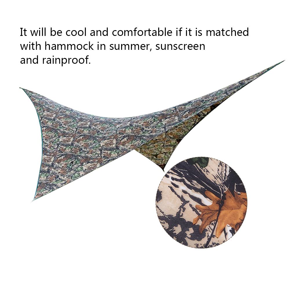 Tenda da Campeggio Tarp 9x9 Ft Portatile Impermeabile Leggero Amaca Tenda Tarp Riparo Tenda da Campeggio Tarp per Zaino in Spalla All'aperto Escursionismo, Mimetico