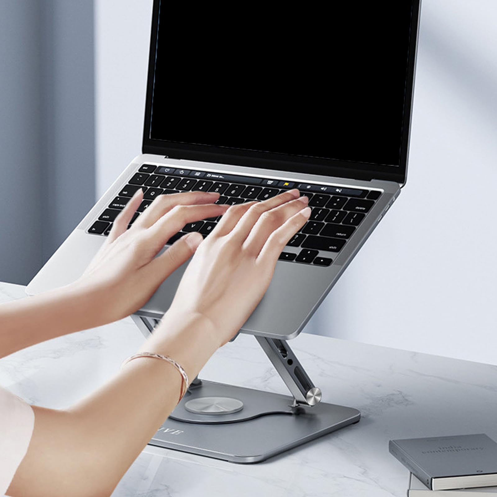 Soporte portátil plegable para portátil, rotación ajustable, altura antivibración, diseño antivibración para uso doméstico para portátiles de 15.6 pulgadas, soporte ergonómico para laptop
