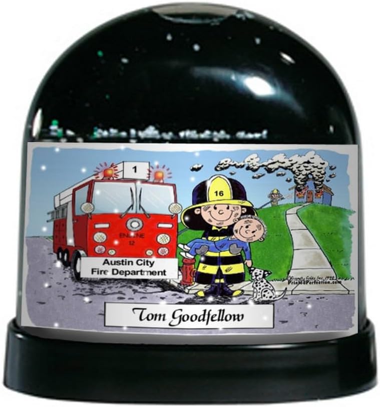 PrintedPerfection.com Personalized Fire Fighter - Male Snow Globe Gift