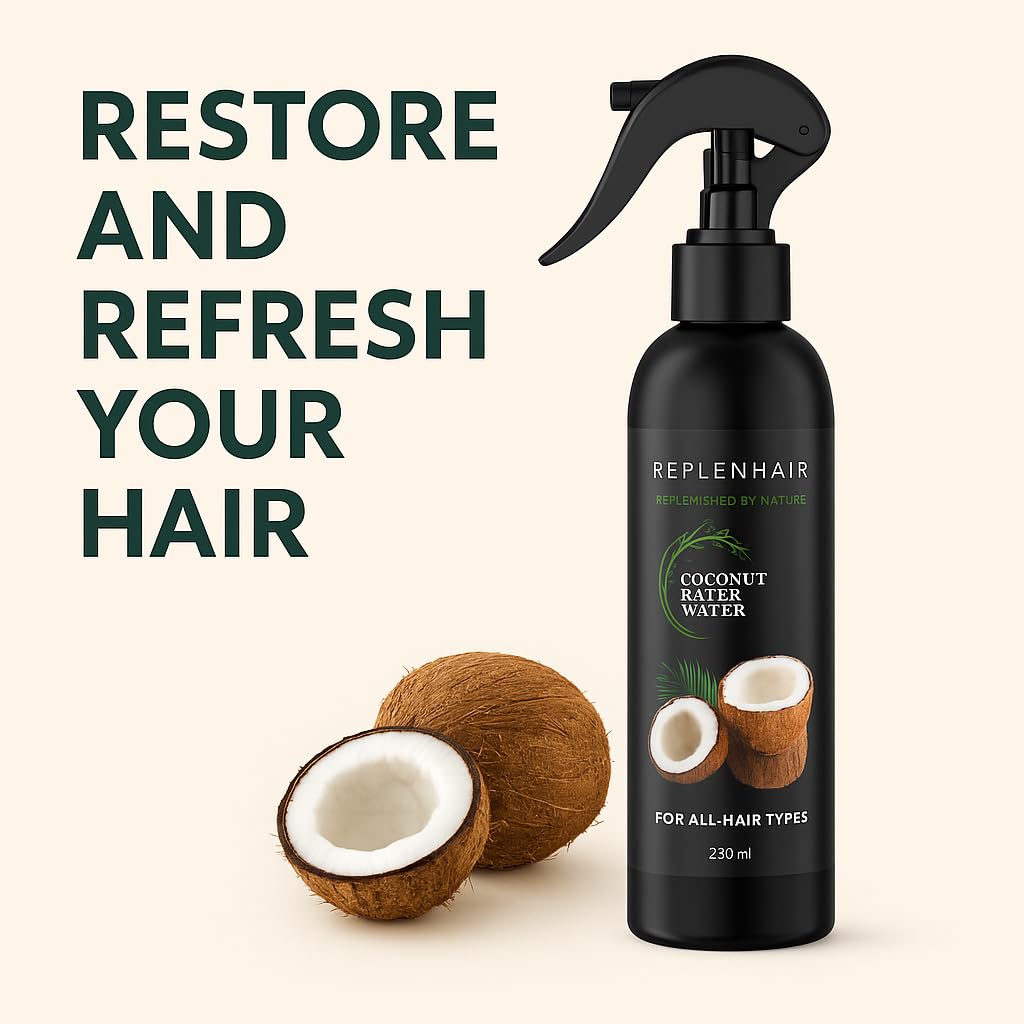 Reiswasser-Kokosnuss Haarspray – Leave-In-Conditioner mit Kokosöl & ätherischen Ölen für Haarwachstum, reduziert Haarausfall & Schuppen, fördert dichteres Haar – 250 ml
