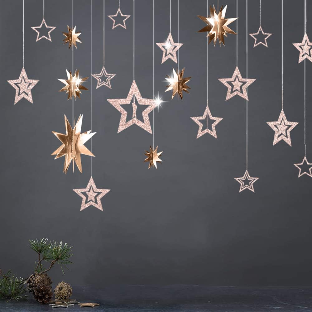 Decor365 3D HANGING STARS EPS WITH GLITTER