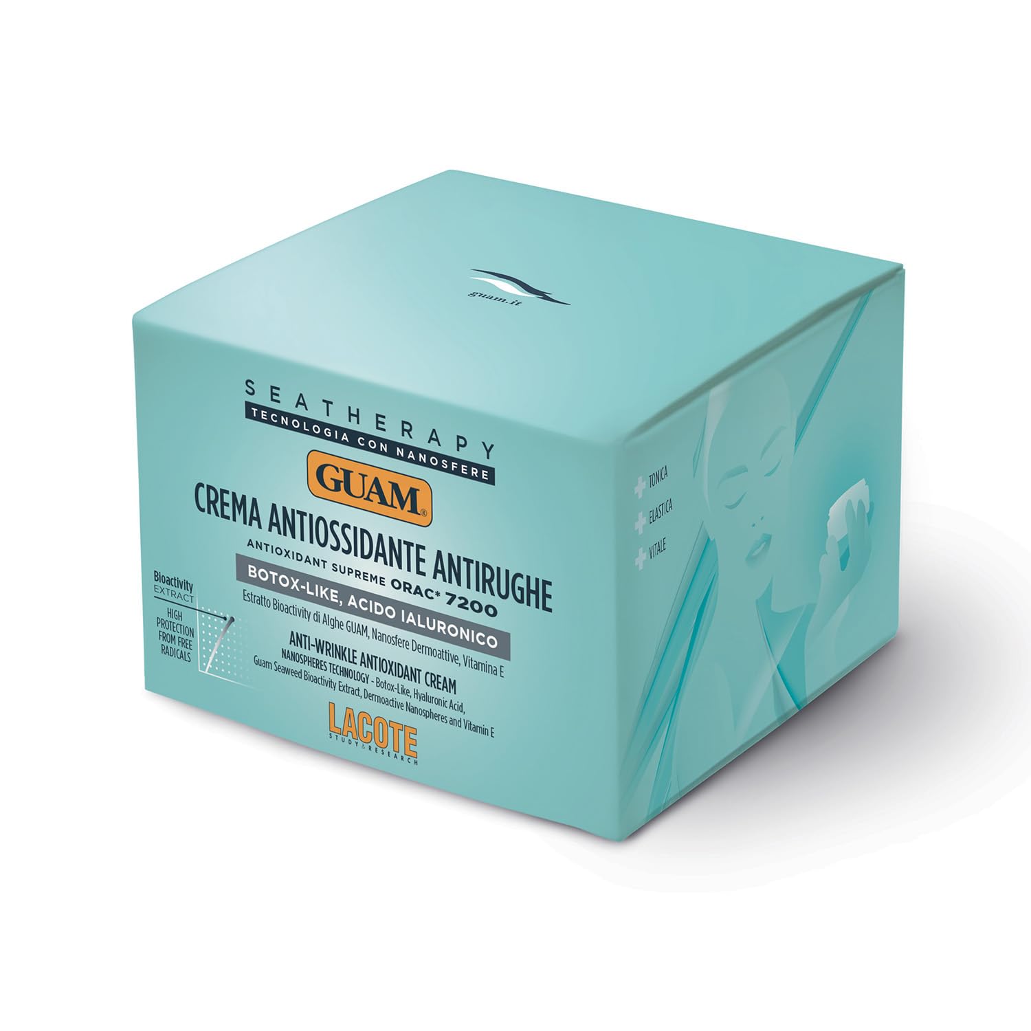 Guam, Seatherapy Anti-Falten Lifting Gesichtscreme, Antioxidans, Behandlung mit Hyaluronsäure und Guam Algen Bioaktivität Extrakt, Botox-ähnliche Wirkung, Made in Italy, 50ml Packung