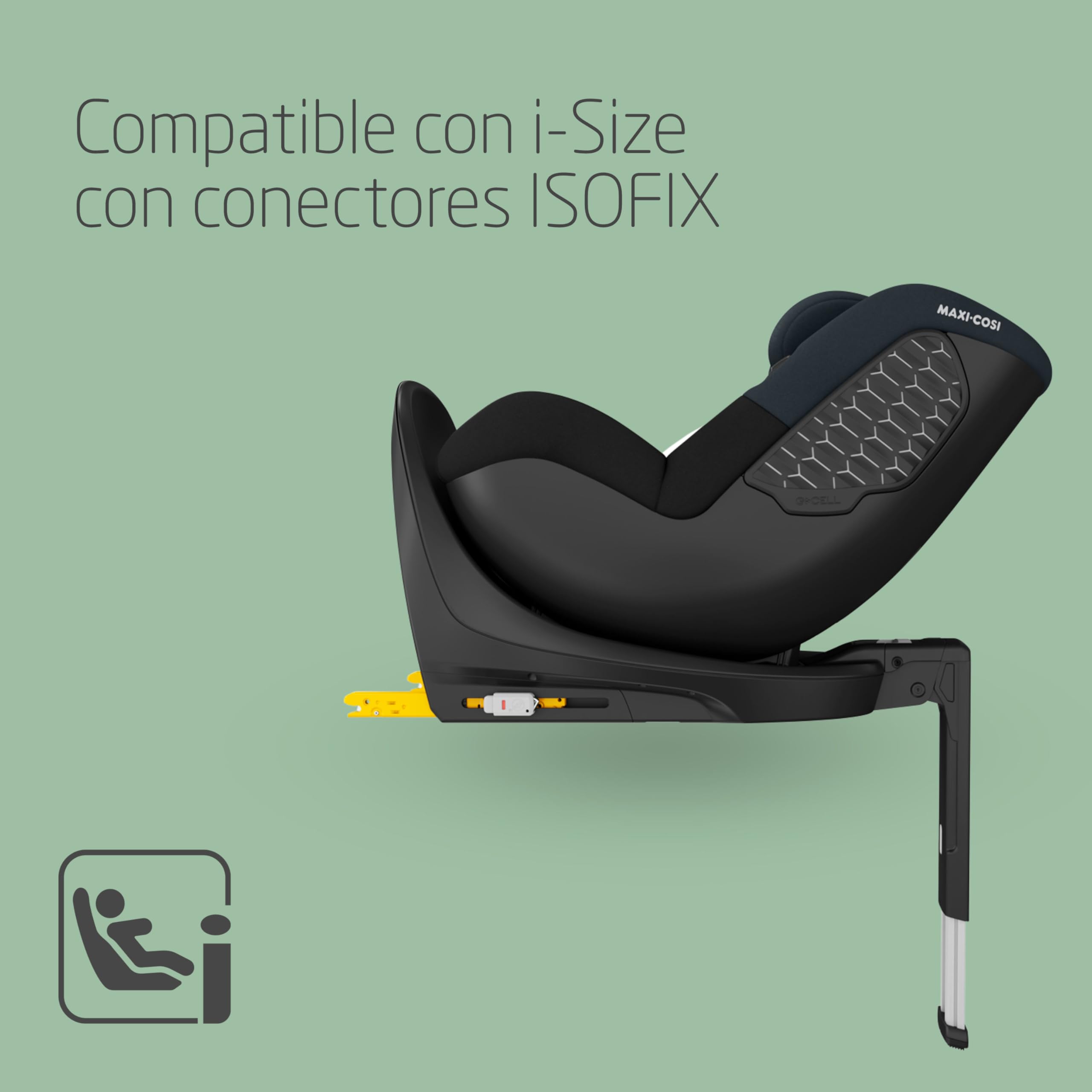 Maxi-Cosi Mica 360 S, Silla Coche 360 Giratoria, ISOFIX, 3M-4A(61-105 cm), Silla Coche Bebé i-Size, Giro FlexiSpin, 5 Posiciones Reclinación, Protección G-CELL, Arnés Fácil Poner, Tonal Black