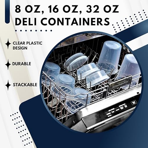 Miniatura 3 de Contenedores de delicatessen con tapas paquete combinado de 35 recipientes de 16 onzas y 25 32 onzas con 60 tapas herméticas  Contenedores