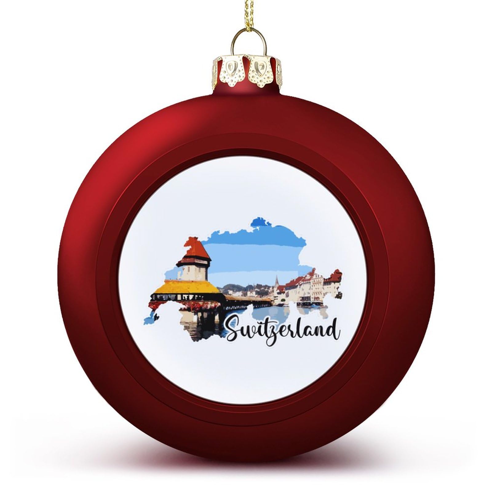 Yelolyio Switzerland Landmark Xmas Balls Ornaments Switzerland Christmas Decorations Tree Balls For Holiday Wedding Party Decoration, Xmas Hanging Balls Tree Decorations