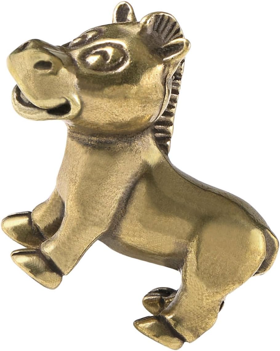 Brass Horse Statue Miniature Animal Figurine Vintage Brass Craft Decor Indoor Desktop Ornament Garden Sculpture for Patio and Lawn Decoration