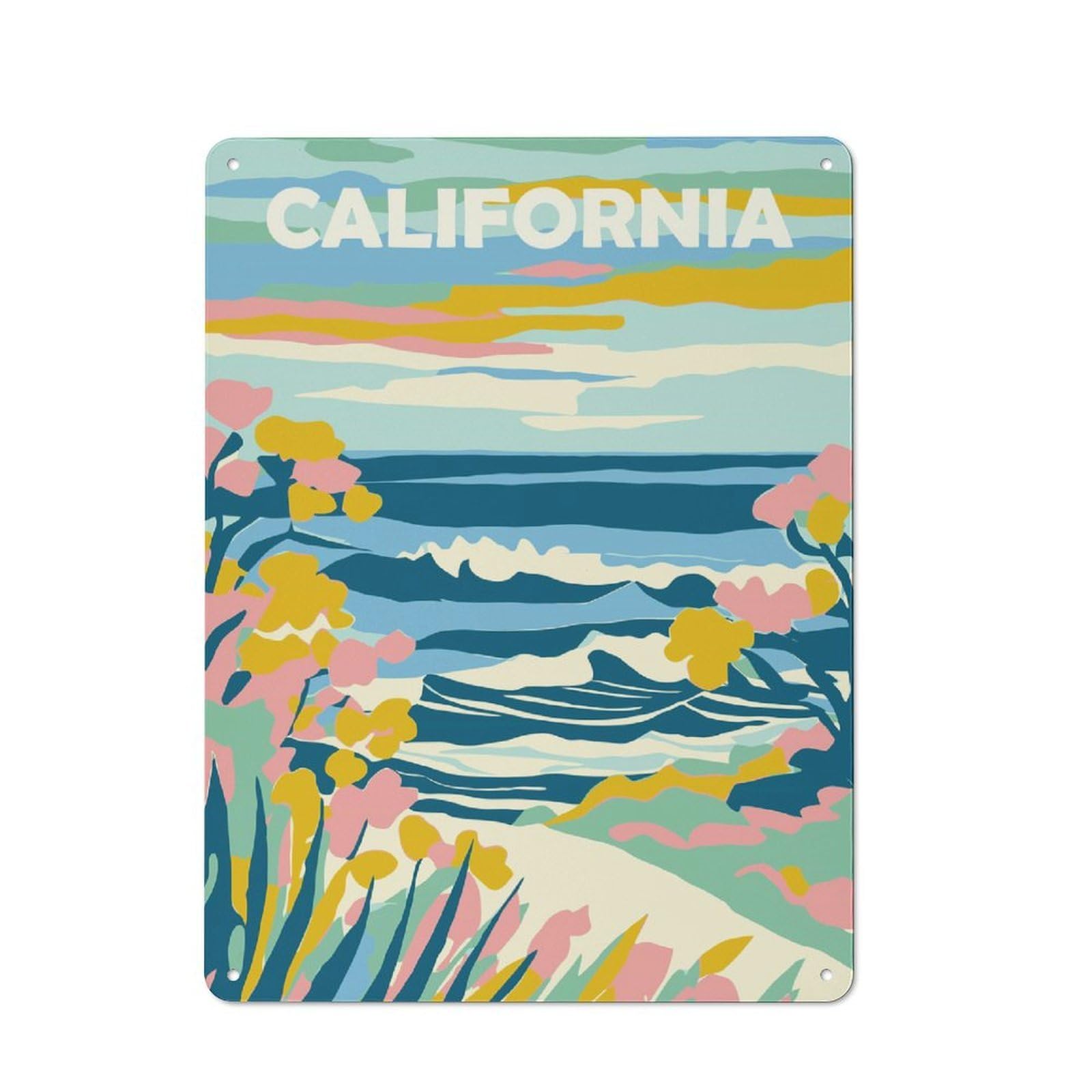 Junmoney Style-2 California Travel Poster Rustic Tin Sign 40X30cm For Pub Or Café, For Collectors Building A Themed Wall Display