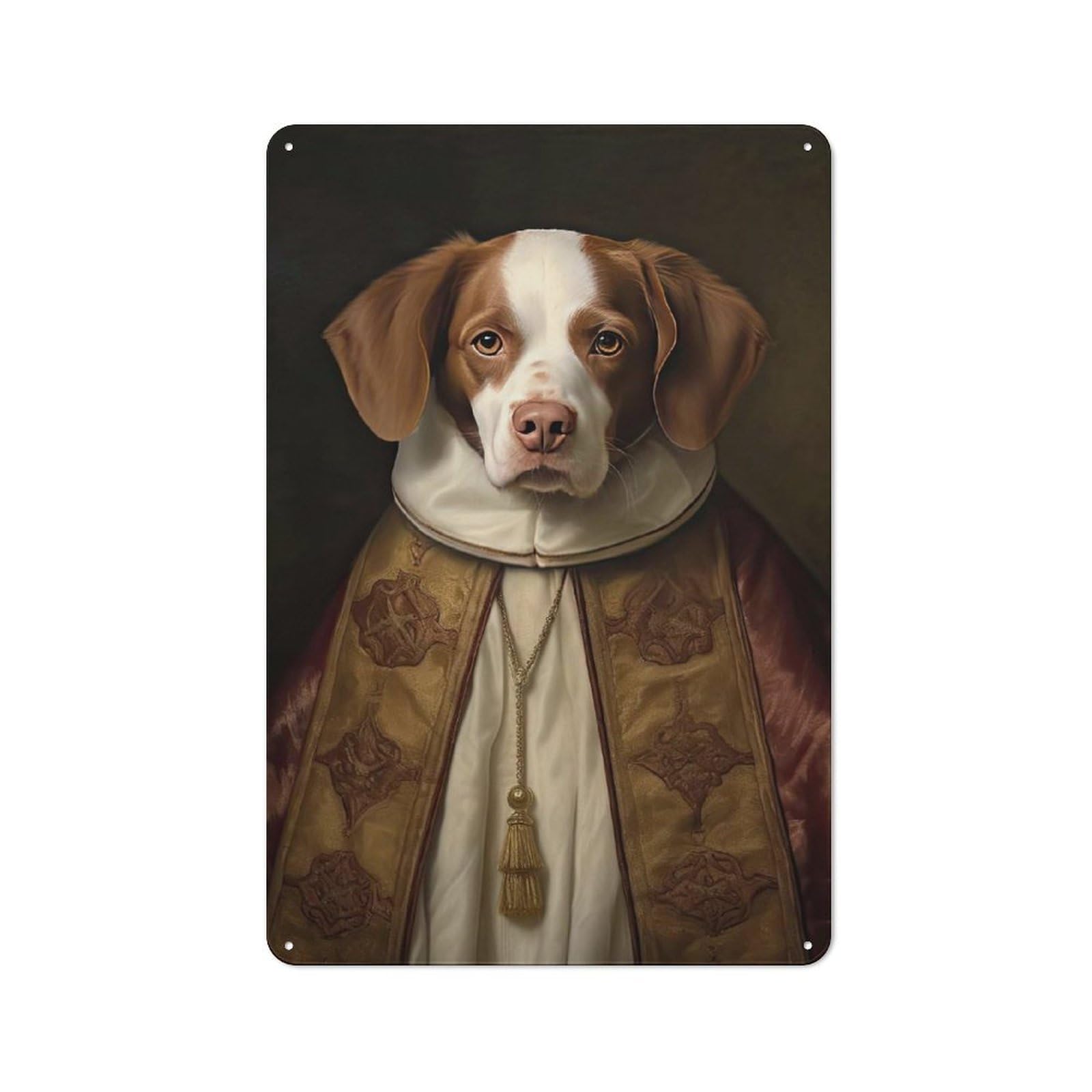 Junmoney Style-18 Clean Industrial Brittany Spaniel The Pope Industrial Metal Sign 30X20cm, Studio Wall Art For Loft, Studio, Office Or Creative Room