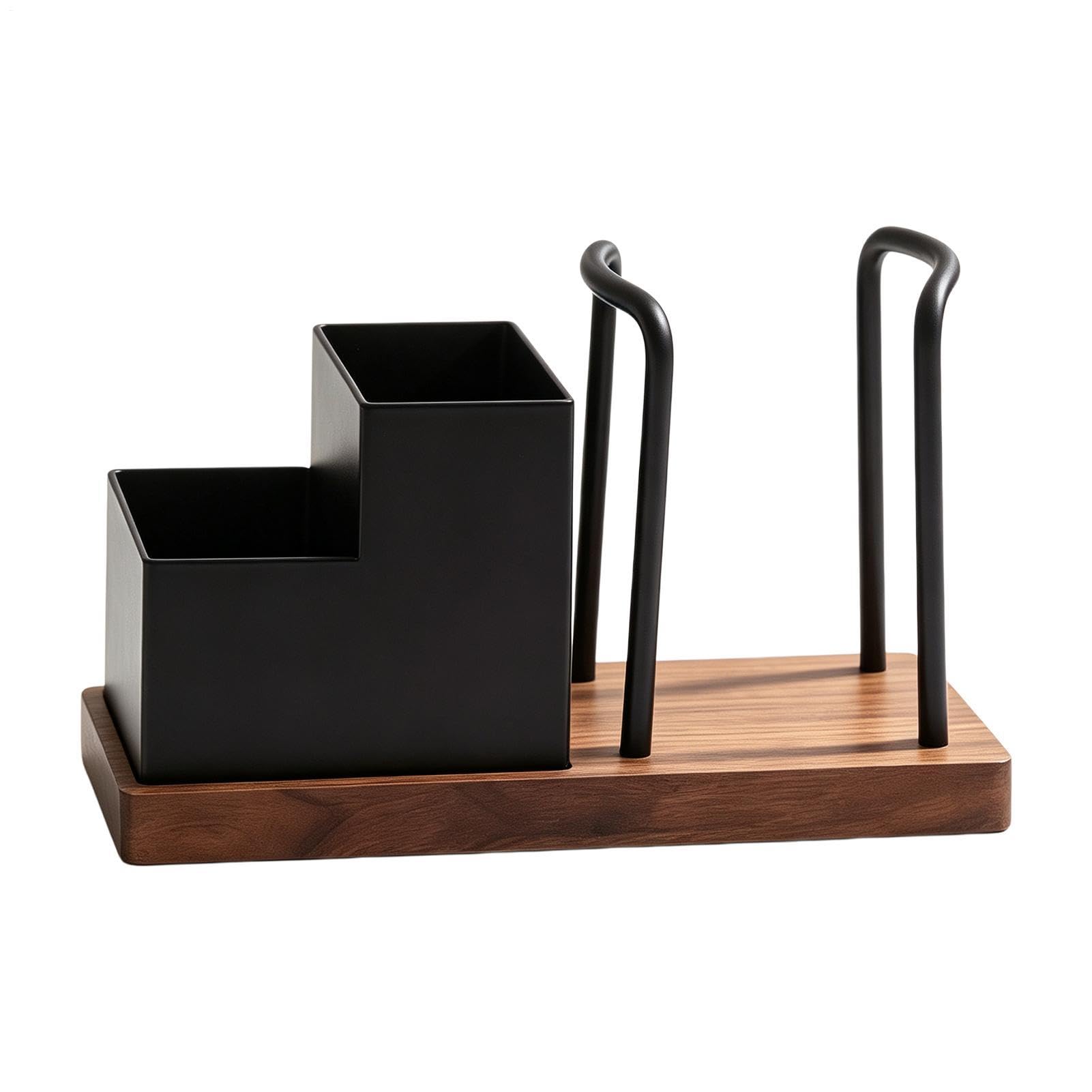Portabicchieri E Coperchio Con Base In Legno, Organizzatore Di Stoccaggio