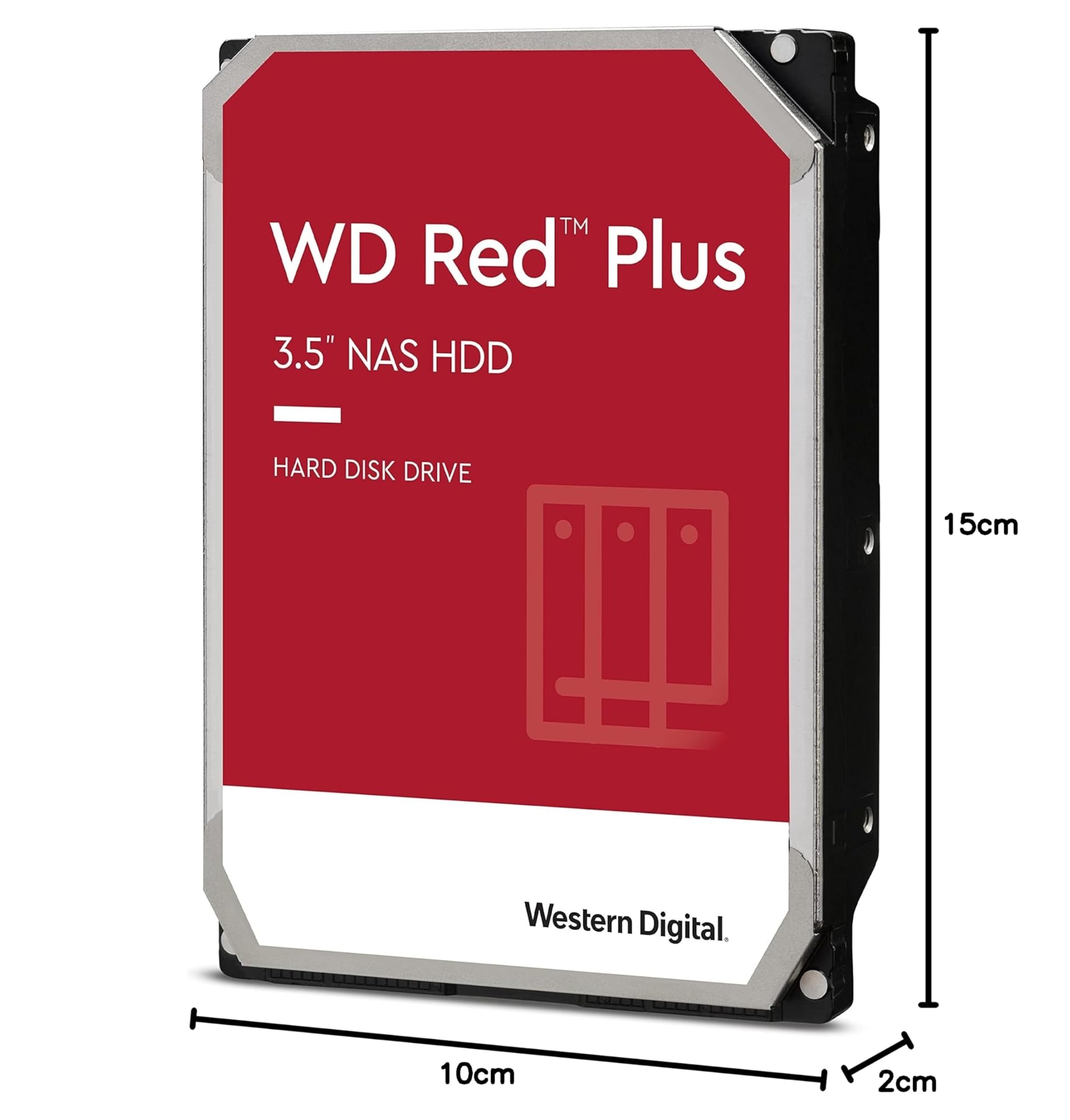 WD Red Plus 8 To NAS Disque Dur Interne 3,5" - 5640 RPM Classe, SATA 6Gb/s, CMR, Cache de 128 Mo