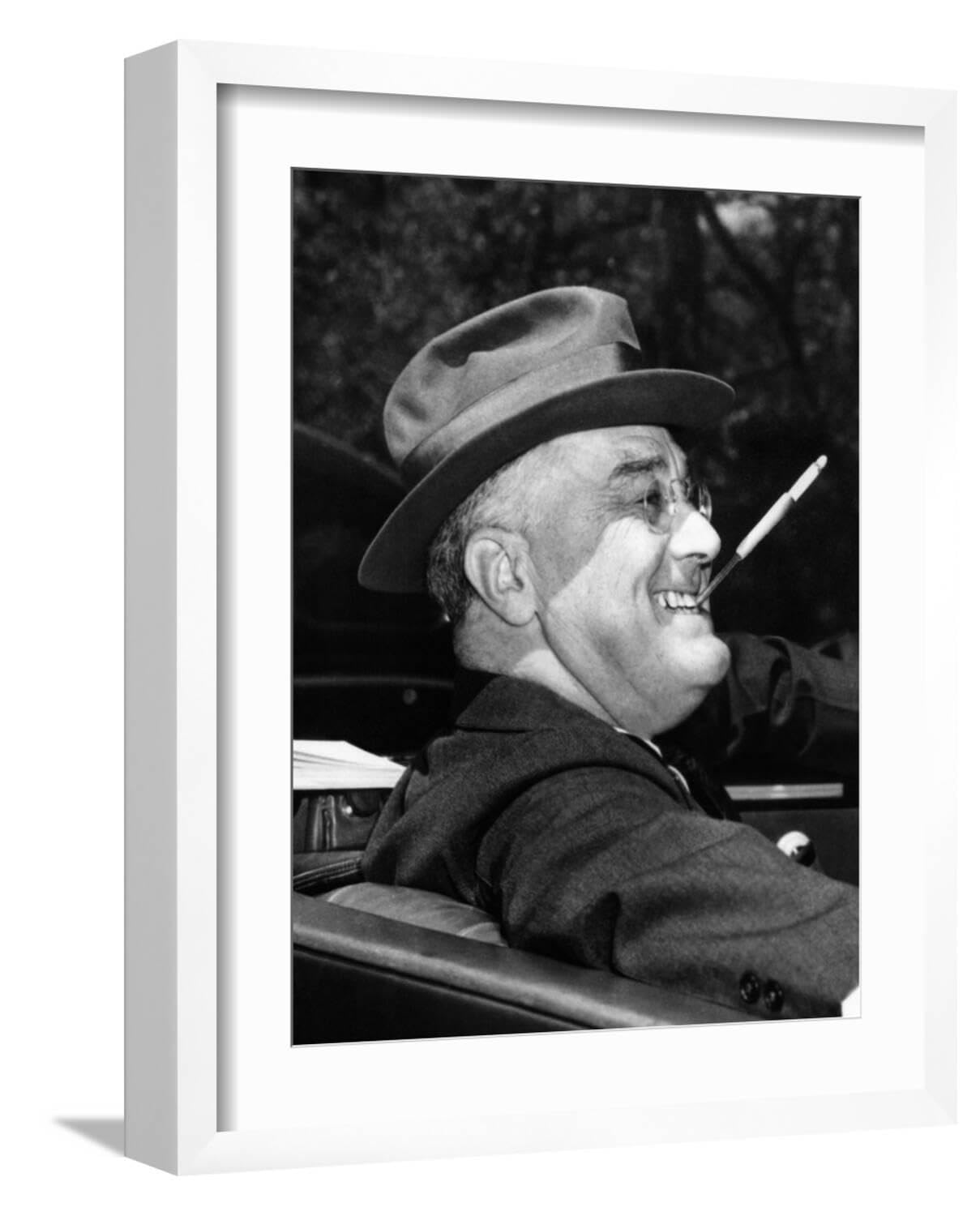 Amazon.com: ART.COM Wall Photo President Franklin Roosevelt, Debonair with  His Cigarette Holder, 1939 on White Frame, 17