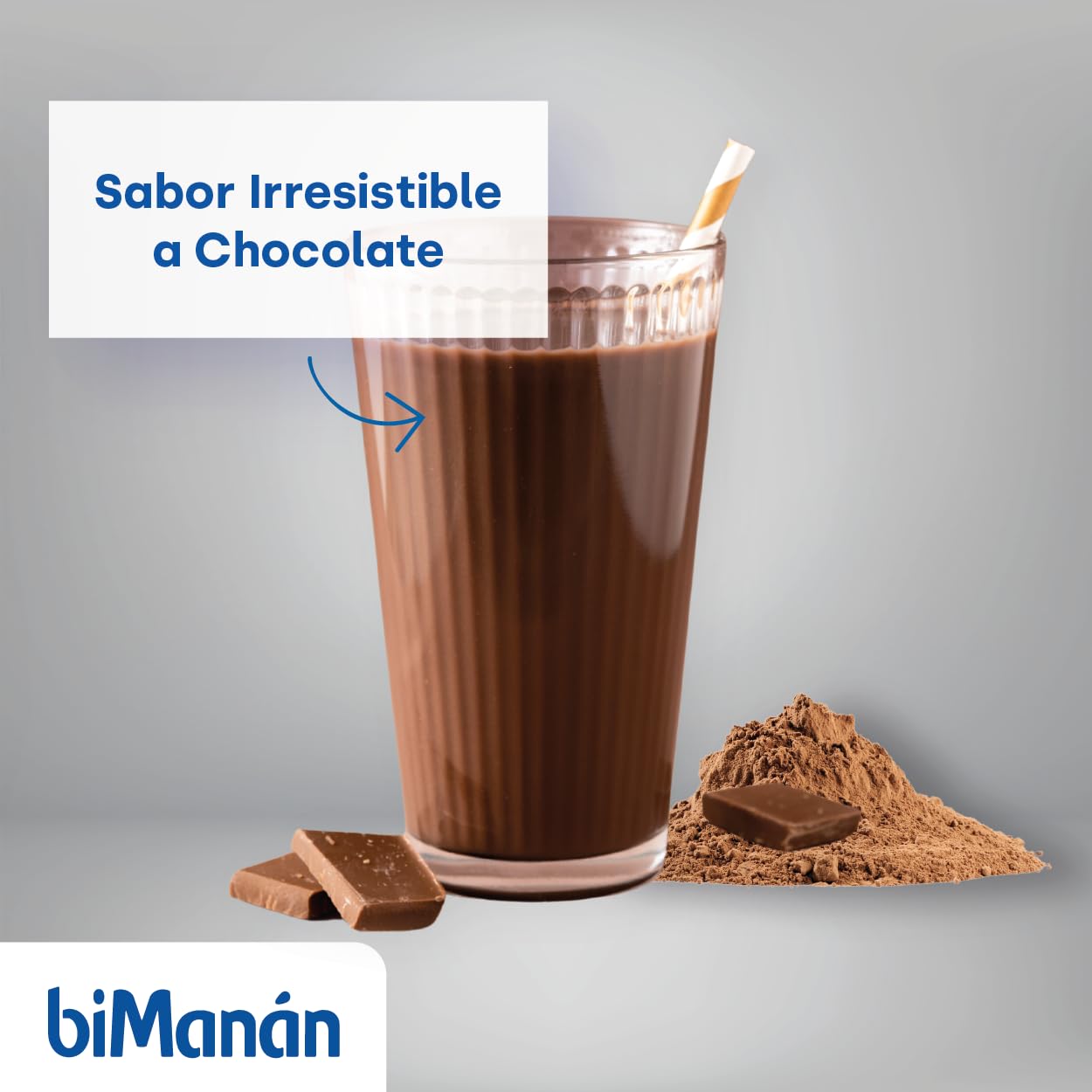 BIMANÁN - Batido de Proteína sabor Chocolate | 52% Proteína por Porción | Ayuda a Tonificar y Aumentar Masa Muscular | 360g, 12 Raciones