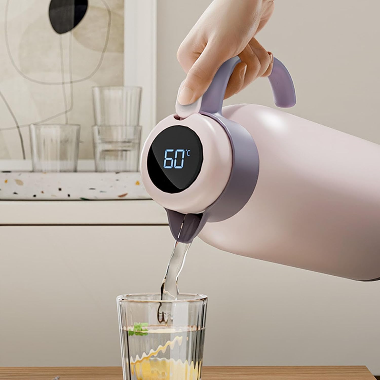 ガラスライナー付き保温コーヒーカラフェ 温かい飲み物や冷たい飲み物を保温する二重壁断熱真空 ミルクティー145