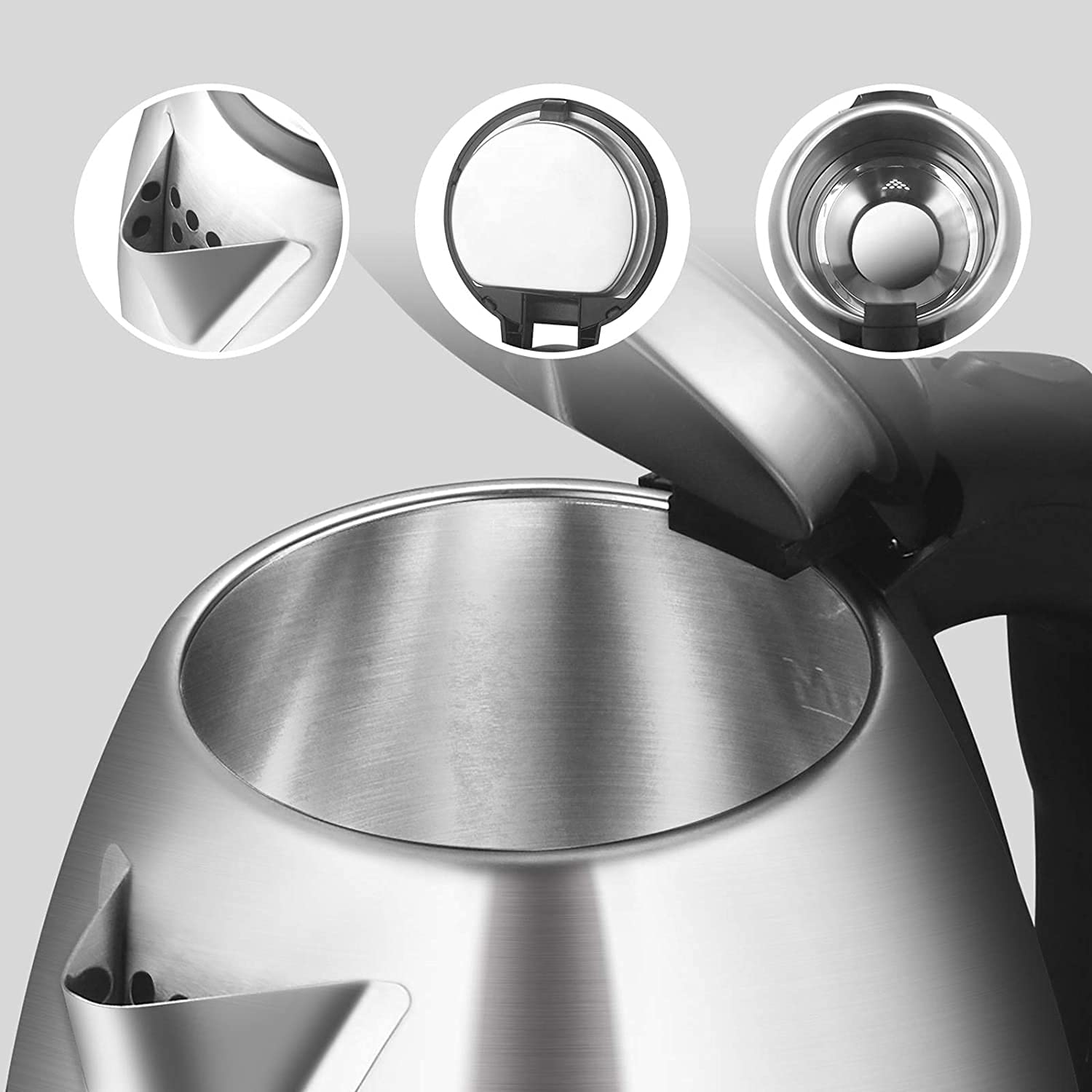Bollitore per Acqua Calda,Bollitore Elettrico per Tè e Caffè in Acciaio Inossidabile da 2,0 Litri,Ebollizione Rapida,Spegnimento Automatico e Protezione Contro L'ebollizione