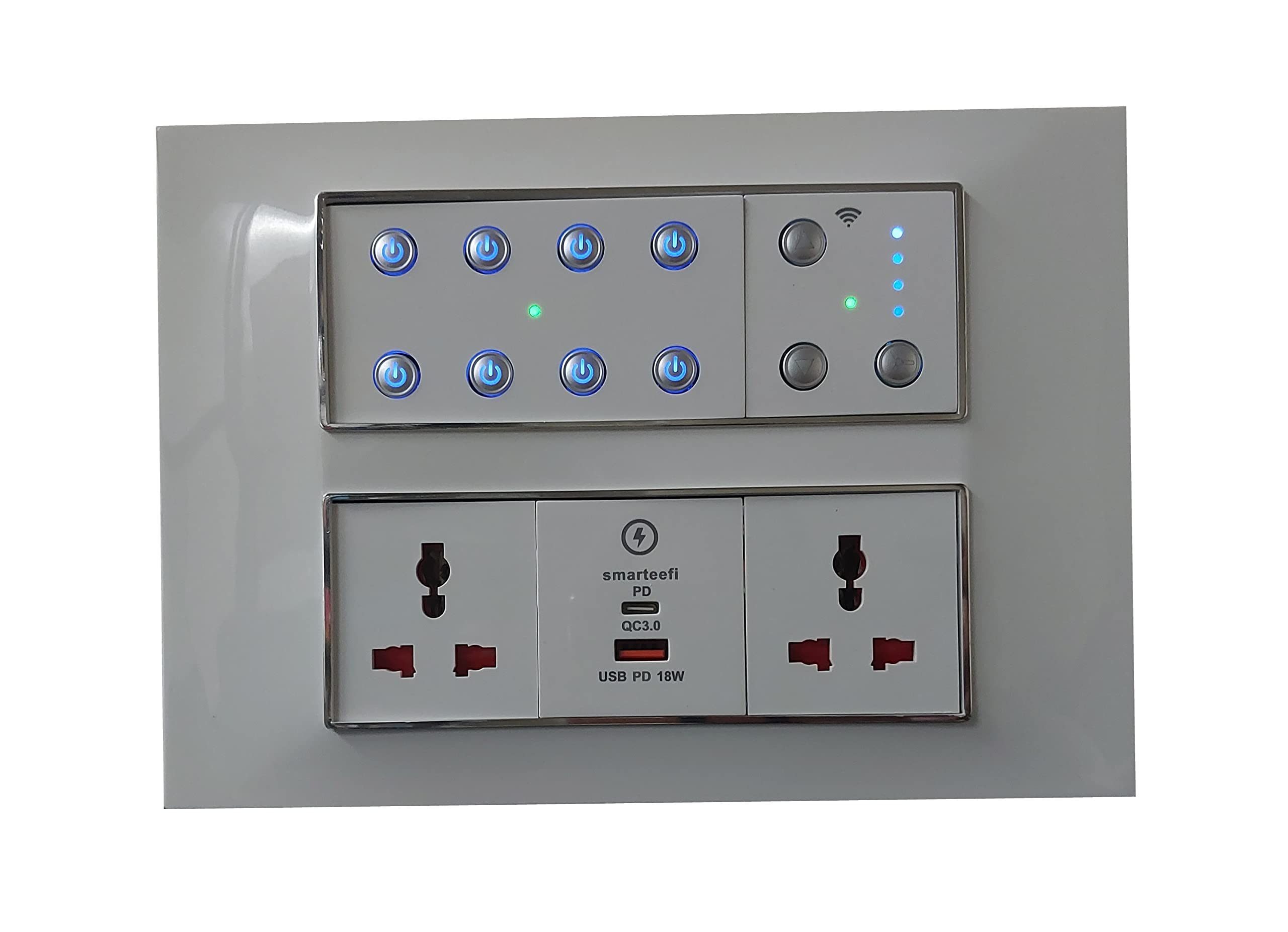 Smarteefi WiFi Smart Switch board | 6 Smart Switches + 1 Smart Fan Regulator + 2 Smart Plugs+ 18w Dual Port USB Charger (USB-C PD + USB-A QC3.0) | Guaranteed Schedules | Alexa & Google Home Compatible (SB81-SF11-USB-12M) (B0BXFRCFGM) Amazon Price History, Amazon Price Tracker