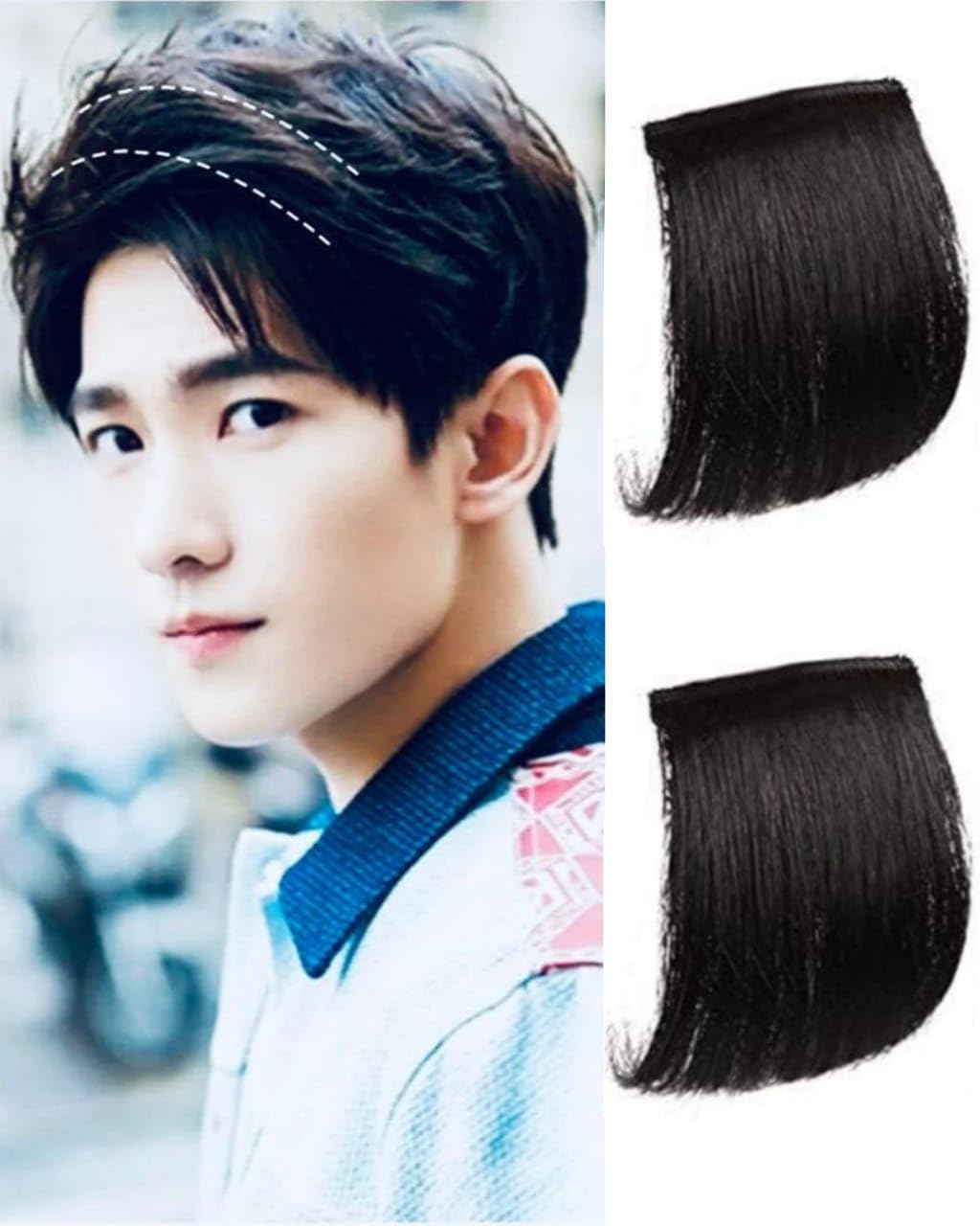DAZZ LOOK® 02 PCS, 5 x 3 Inch Short 2 Snap Clip Hair Topper, Hair Pad for Covering White, Grey, Thinning Hair Extensions for Men to Add Hair Height and Volume, Black Color-image-9