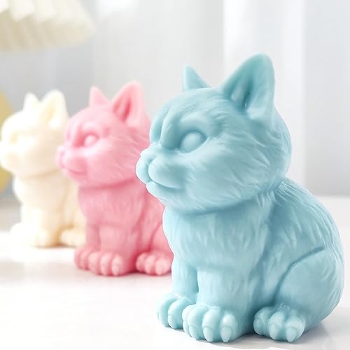 Miniatura 6 de Molde de vela de gato 3D, molde de fundición de resina de silicona para gatos, molde de silicona para chocolate, fondant, jabón, vela, bomba de