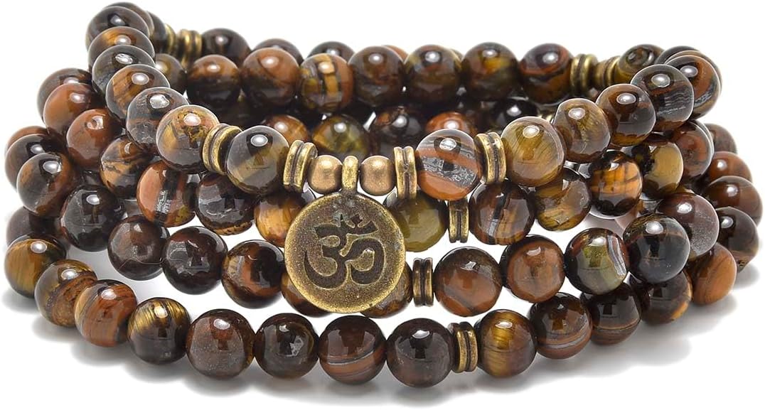 108 Natural Stone Mala Beads Yoga Jewelry Meditation Bracelet Necklace with om Charm 108 Natural Stone Mala Beads Yoga Jewelry Meditation Bracelet Necklace with om Charm