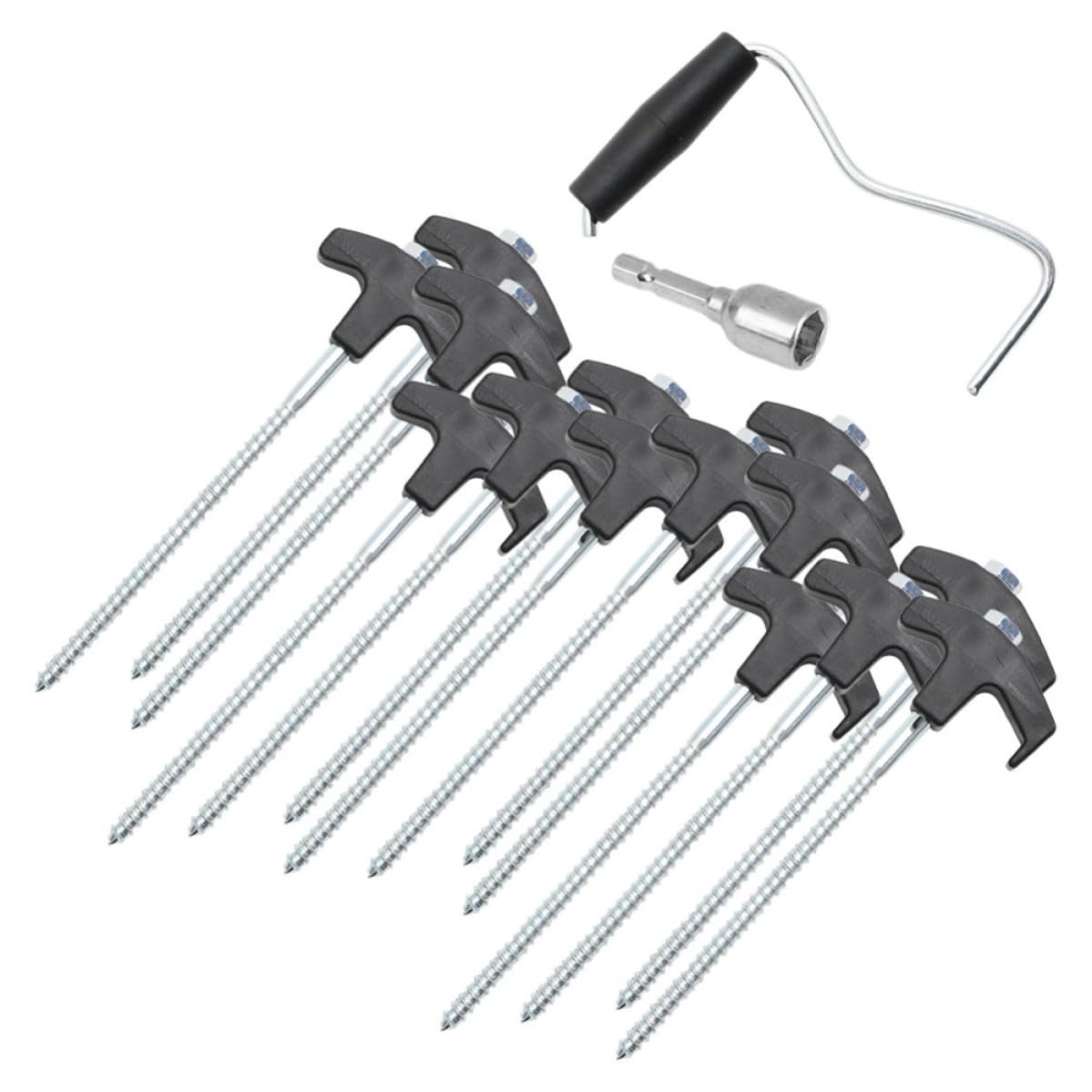 UPKOCH Lot de Set de Piquets de Tente Robustes en Acier et Plastique Noir pour Camping, Fixation Solide pour Tentes et Voiles D'ombrage, Accessoires de Camping Indispensables