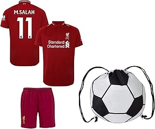 Rhinox Liverpool Salah #11 Youth Soccer Jersey Home/Away Short Sleeve Kit Shorts Kids Gift Set