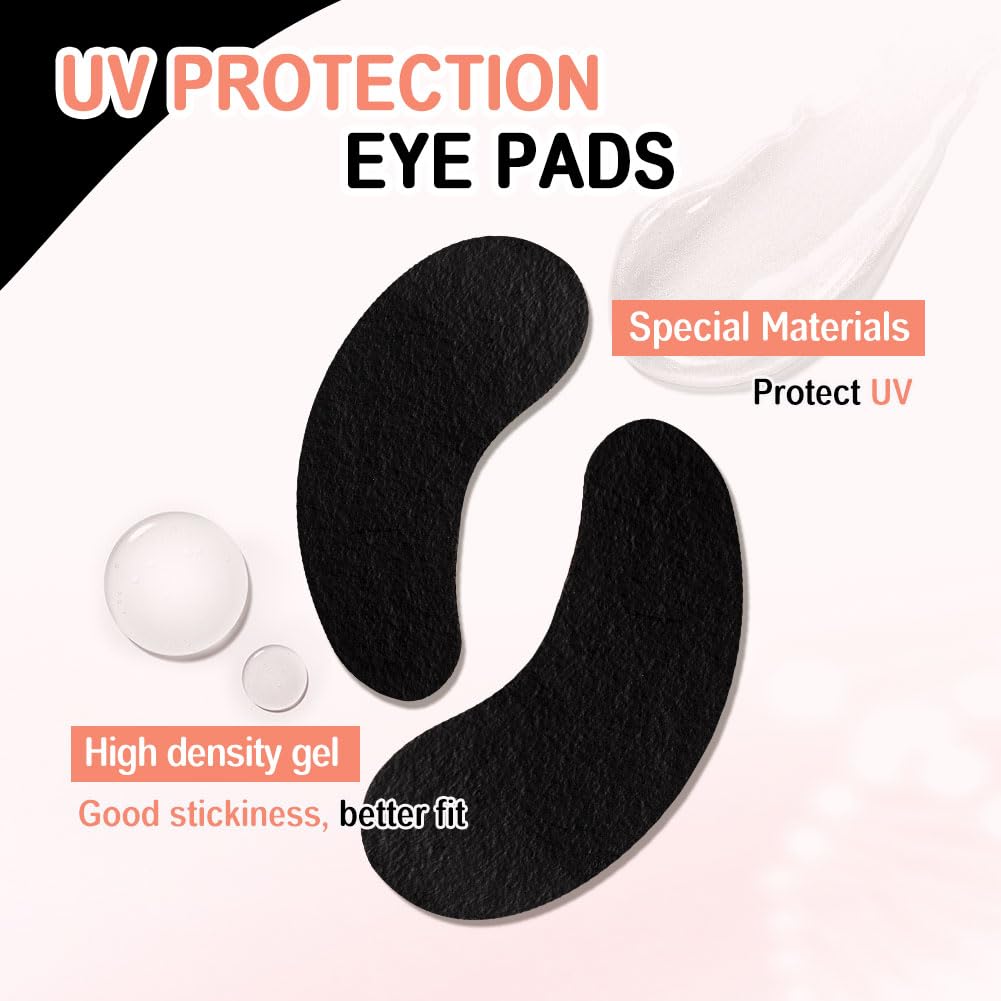 Lunamoon Eye Pads for Eyelash Extension Eyelashes Pads UV Eyelash Extension Pad Eyelash Lifting Eye Gel Patch for Eyelash Extensions 50 works (Black Pink) - Image 2