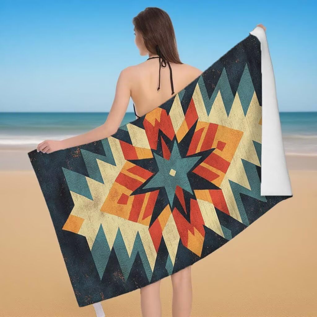 Telo Mare XXL 100x200cm/35x70cm, 2 Set Telo Mare Microfibra Marocco Asciugamano Palestra Uomo, Antisabbia, Leggero, Asciugatura Rapida, Teli da Spiaggia Grandi Accessori per Camping Natation Yoga B-96