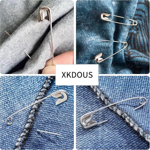 Image of XKDOUS 2.2 Inch Large Safety Pins 200 Pcs Silver Pins Bulk