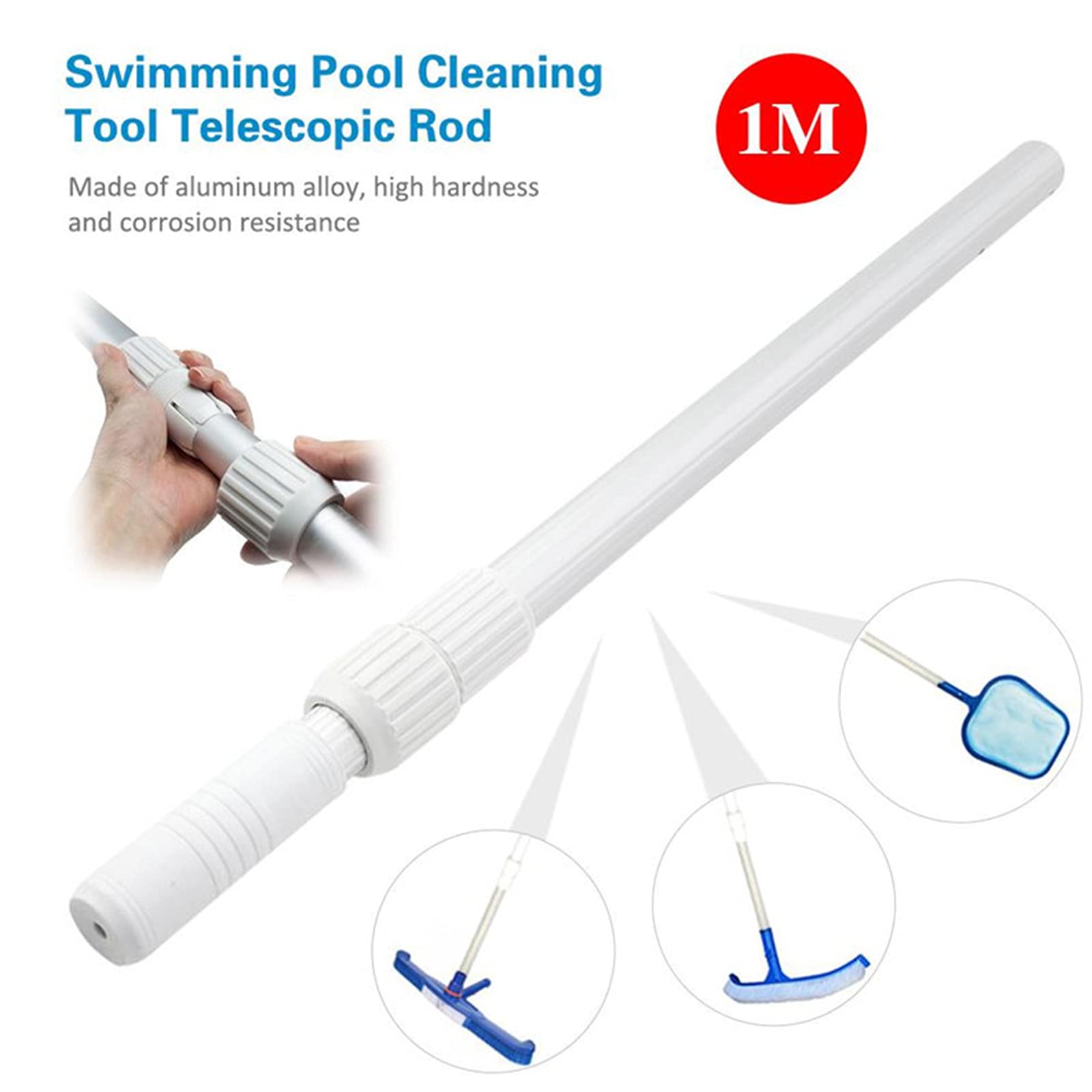 Skimmer portátil para piscina con mango telescópico, herramienta de limpieza ABS para cepillos y red de salvamento