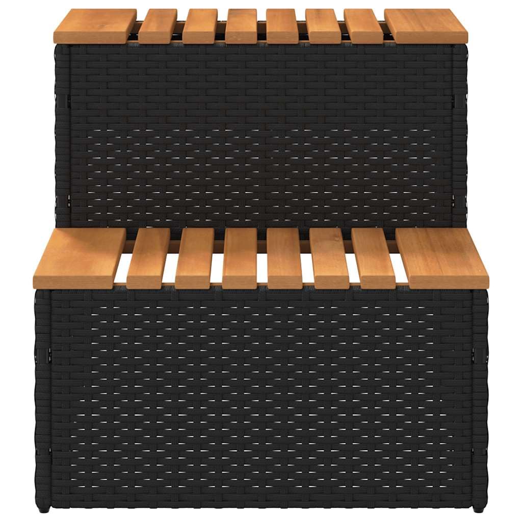 Gecheer Bordo per Vasca Idromassaggio Nero Polyrattan&Massello Acacia,Bordo,per Vasca,da Spa,Bordo per Vasca Idromassaggio da Giardino per Esterno,Bordo Spa,Bordo Piscina Mobili da Giardino,P4103940