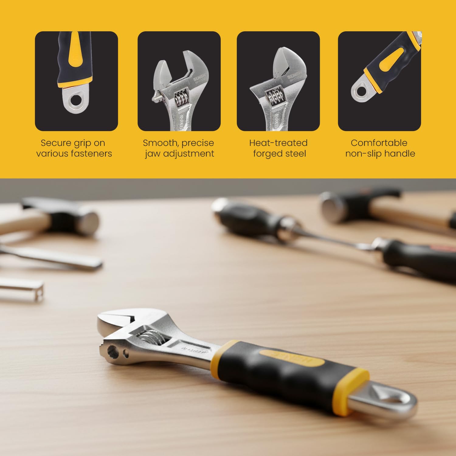 SENSH 6 Inch Adjustable Spanner Wrench - Durable & Precise -3