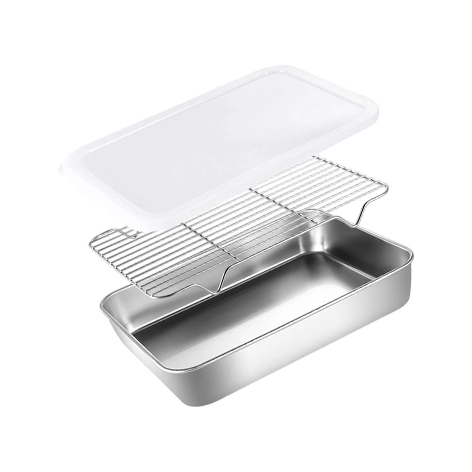Stainless Steel Baking Pan Tray Cooling Rack Cover Kitchen Food Pan for Oven Baking and Refrigerator Storage