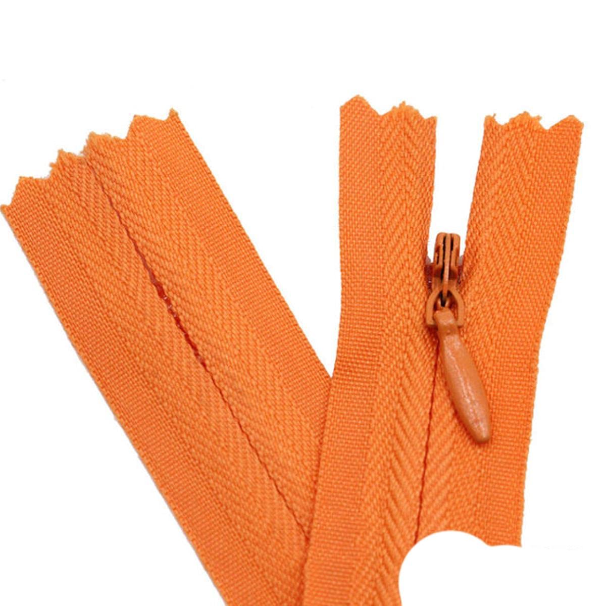 Cremalleras al por mayor 50PCS 3# (6-24 pulgadas) Cremalleras en espiral de nailon Costura a medida Cremalleras a granel Deslizamiento Accesorio de ropa para manualidades (15-60cm) -naranja, 24 pu