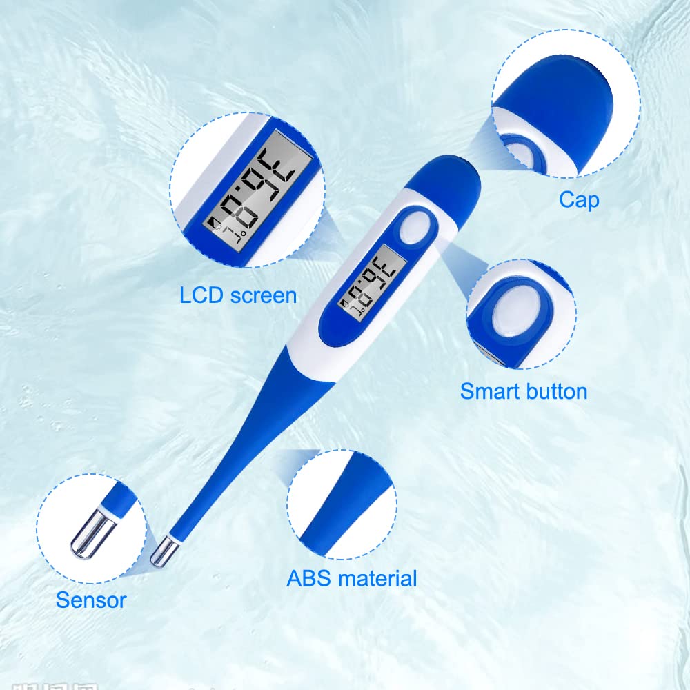 Thermomètre Flexible pour Adultes et Enfants, Berrcom Thermomètre Buccal Médical et Pour Avant-Bras étanche avec Alarme de Fièvre