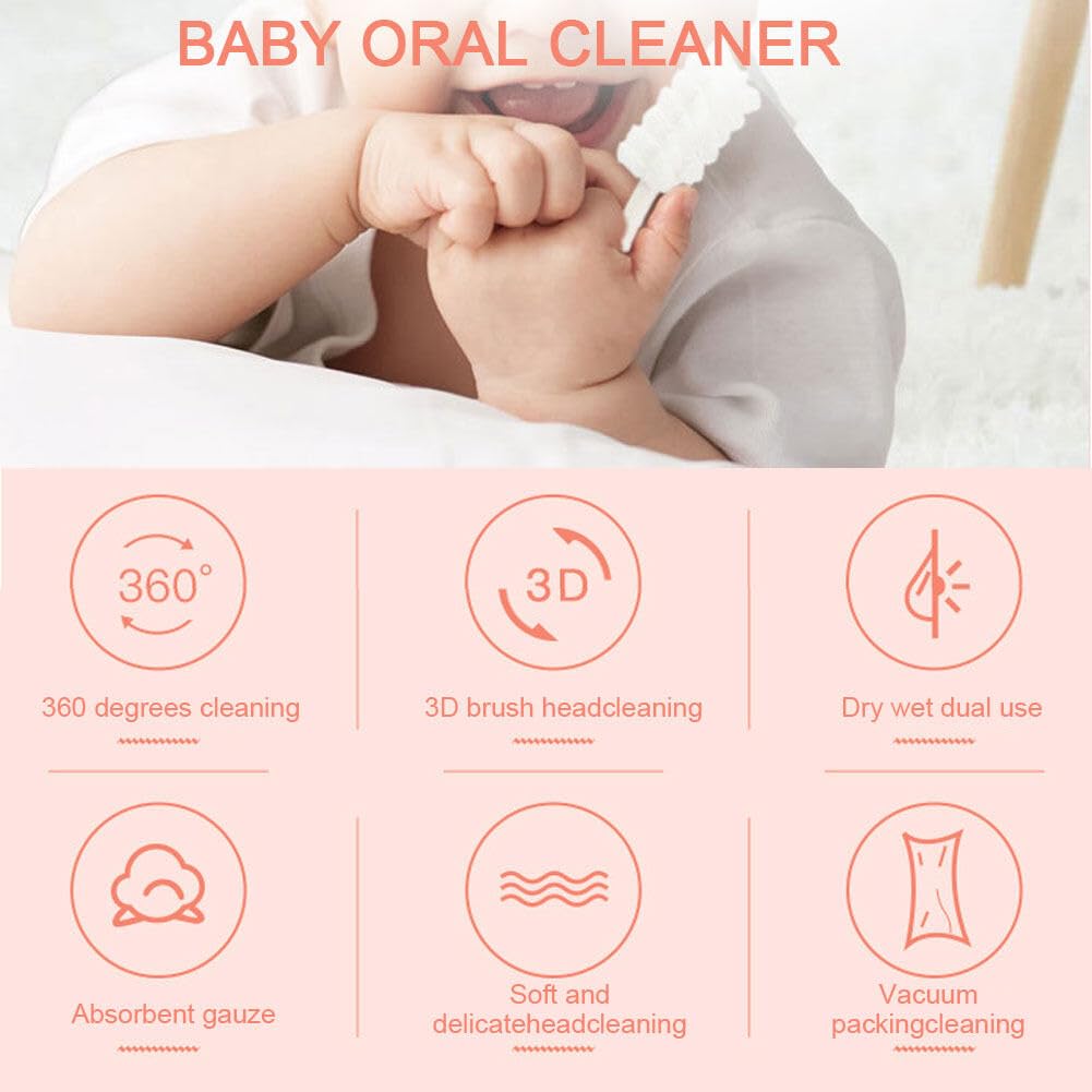 Yolispa Pulitore per Lingua Neonato, 30 Pezzi pulitore Orale per Neonati spazzolino da Denti per la Pulizia della Bocca del Neonato Stick per la Cura Dentale per Bambini da 0 a 36 Mesi