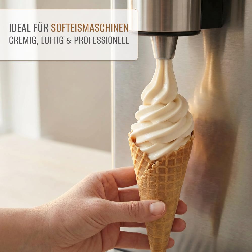 Bazko Sahne Geschmack Eispulver für Eismaschine 2 kg für 6 kg Eis Cremig Ergiebig