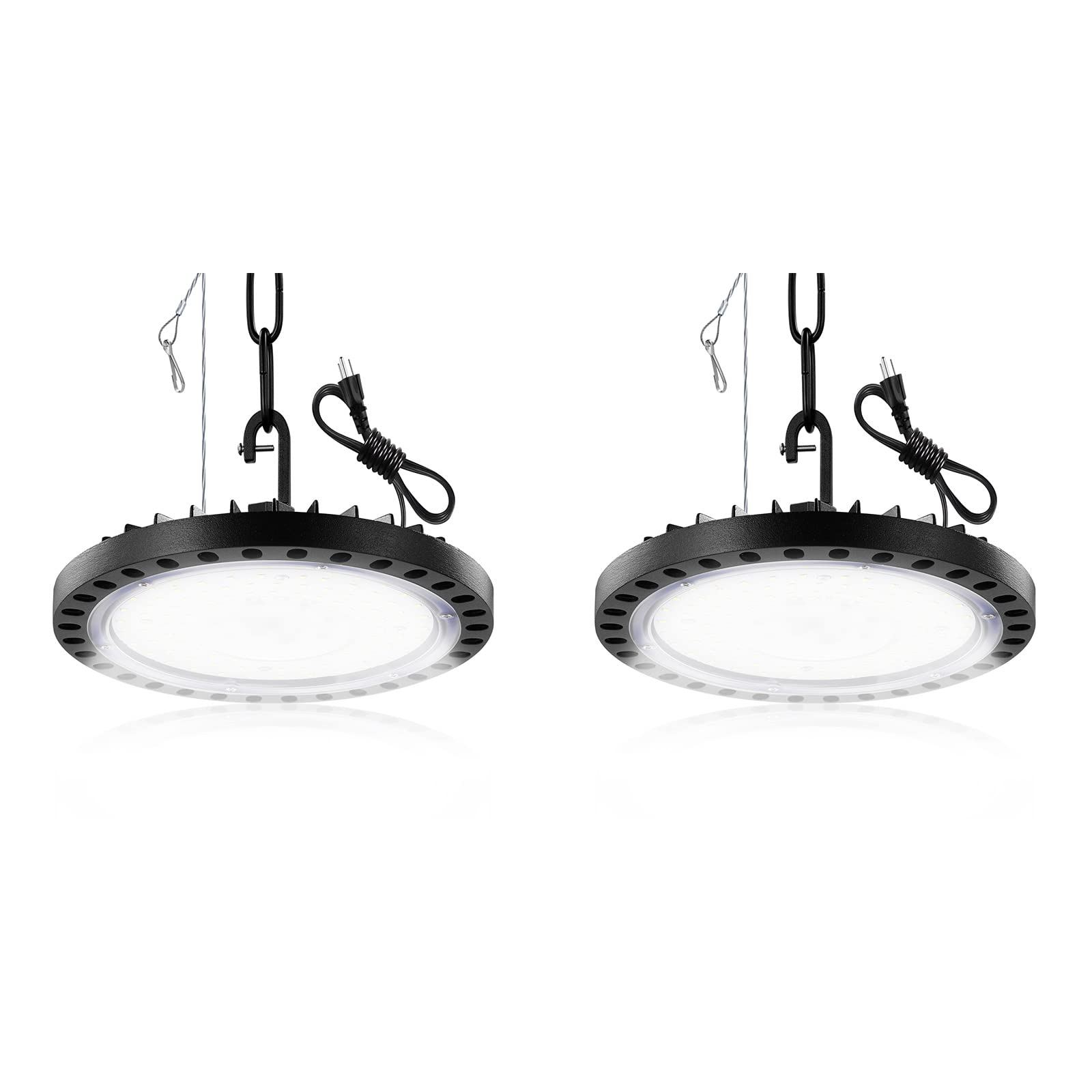 2 Pack LED High Bay Light 200W 5000-6000K Shop Light 20000LM IP65 Garage Light with US Plug UFO LED Lights for Garages, Shops, Basements, Warehouses, Barns, Gardens, High Mines.