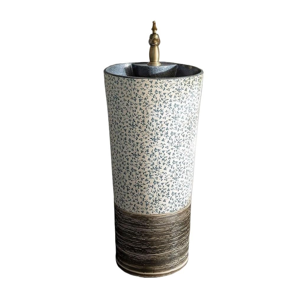 Aertsdfgt A Vessel Sink Outdoor Garden Pedestal Basin Household Wash Balcony Floor-Standing Ceramic