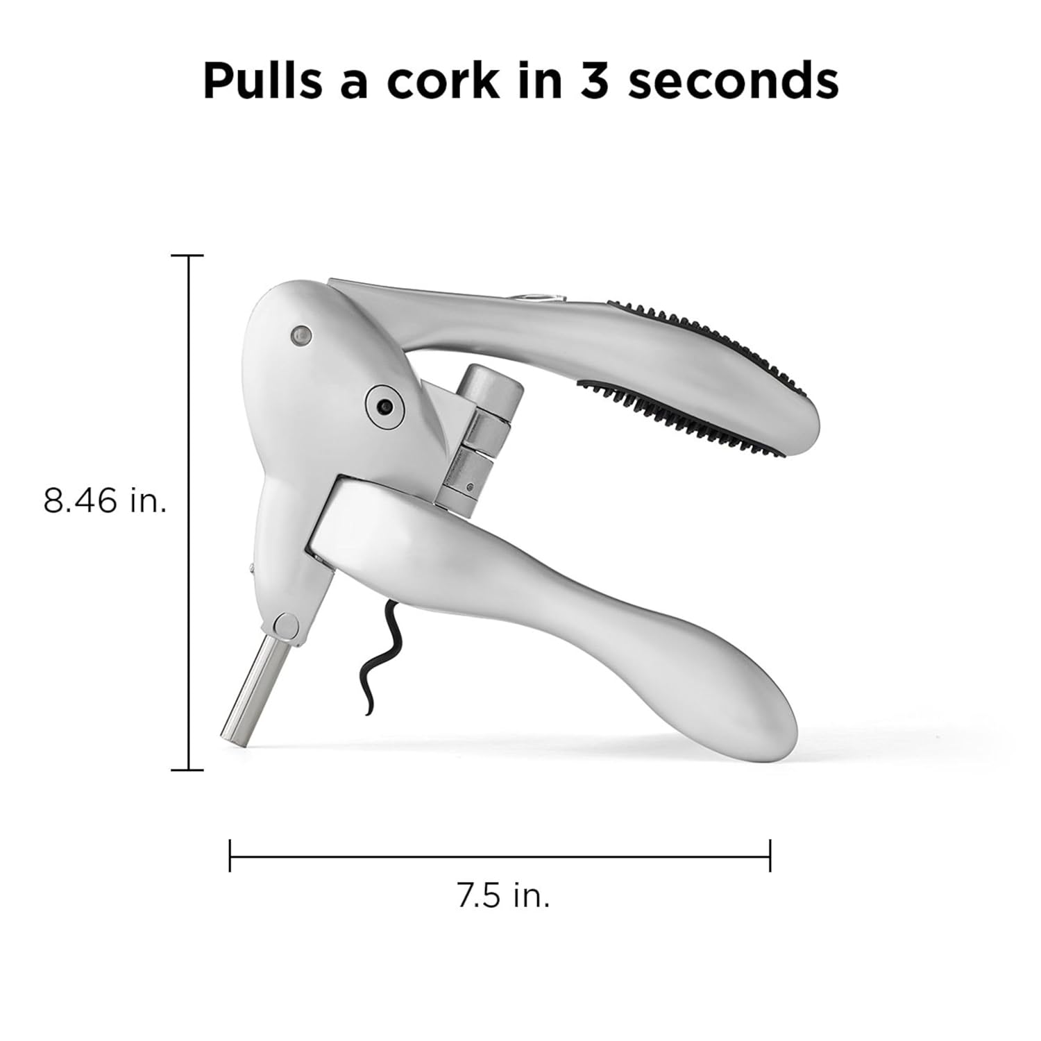 Rabbit Original Lever Corkscrew with dimensions labeled: 8.46 inches length, 7.5 inches width