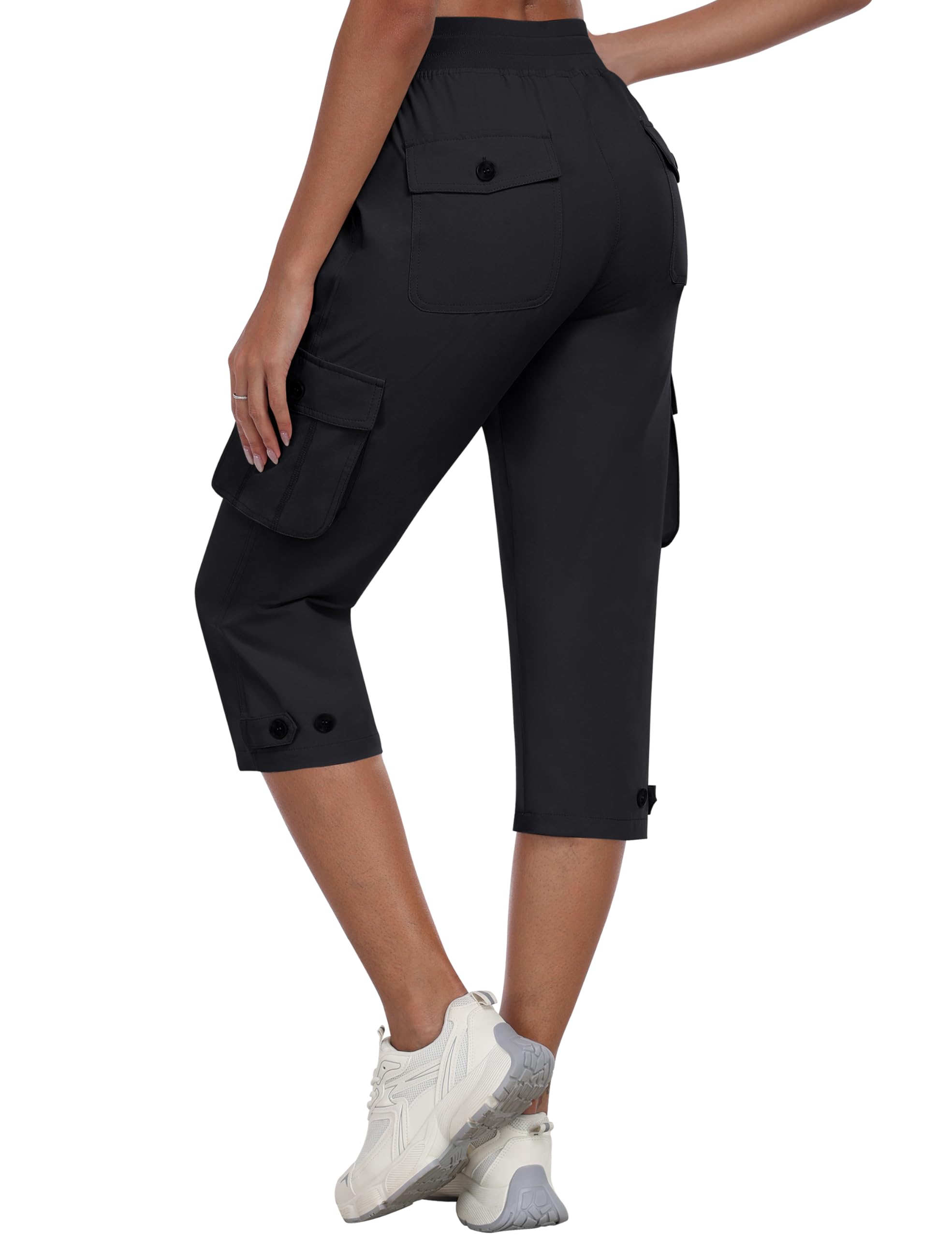 MoFiz Women's Cargo Capris Hiking Pants Athletic Shorts with Pockets Lightweight Quick Dry Outdoor Travel Casual UPF 50+