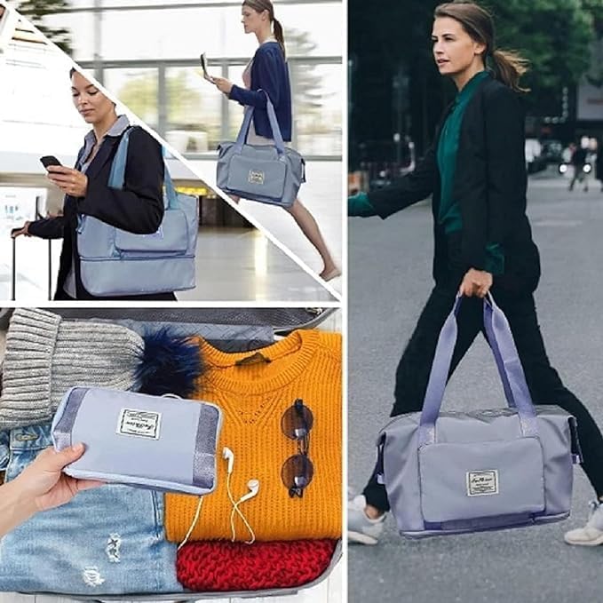 Image of TEKCOOL Nylon 41 Liter Expandable Travel Bags for Women, Duffle Bags for Women Luggage, Foldable Vanity Traveling Bag, Waterproof Hand Bag for Ladies Personal Items(Blue)'