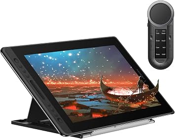 HUION KAMVAS Pro 16 Drawing Tablet with Screen, 15.6 inch Pen Display Anti-Glare Glass 6 Shortcut Keys Adjustable Stand, Keydial Remote Bluetooth Programmable Keypad