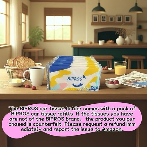 Miniatura 3 de BIPROS Portapañuelos para coche con pañuelos faciales de loción ultra suave - Montura delgada para visera para cochescamionesSUVs, organizador de