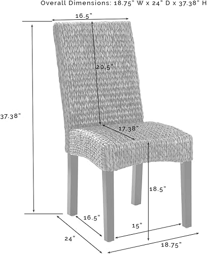 Miniatura 5 de Crosley Furniture Edgewater - Juego de 2 sillas de comedor de ratán de fibra natural tejidas a mano, color hierba marina