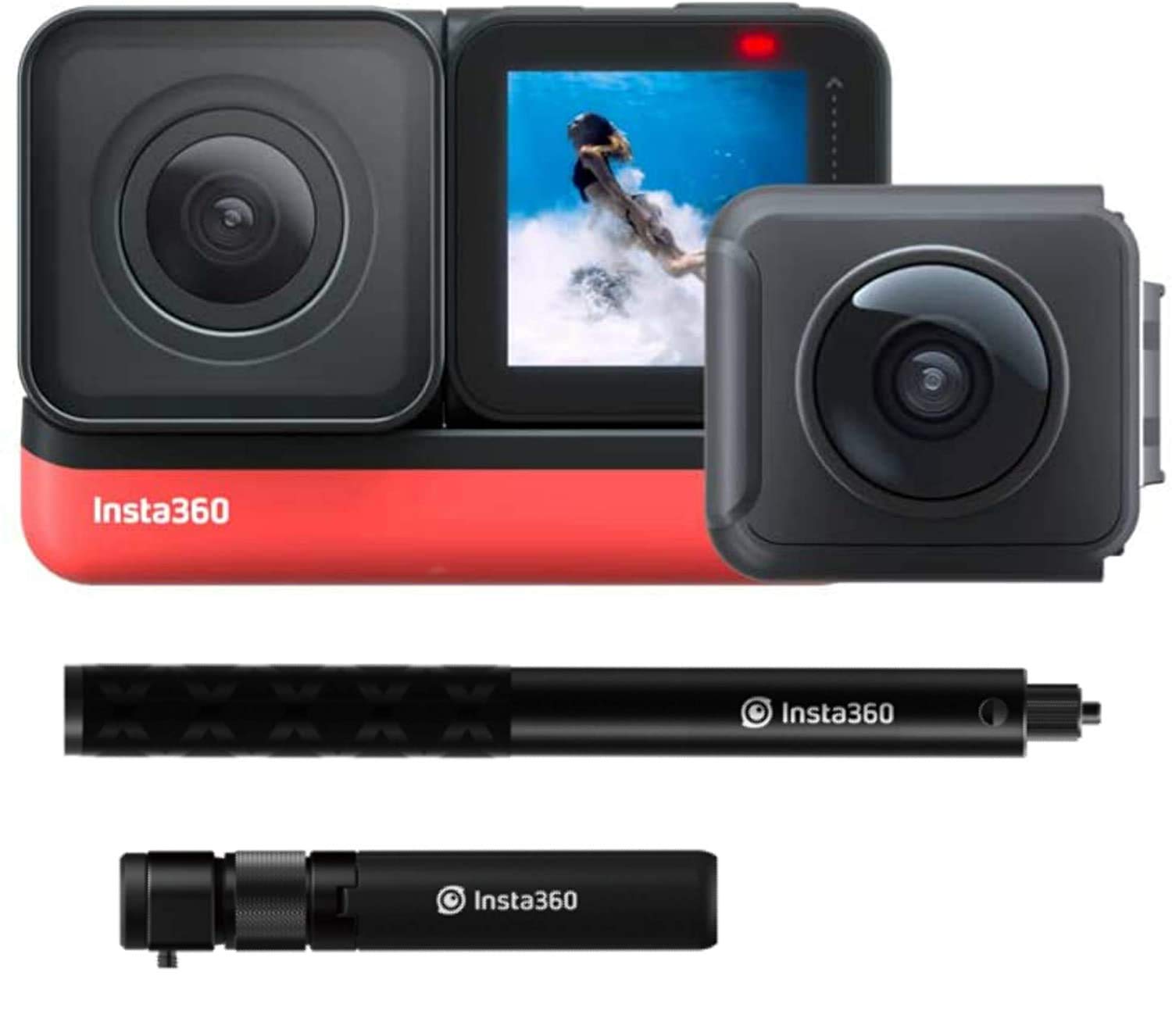 Insta360 ONE R Twin Edition All-in-One Bundle: Action Camera Bullet Time  Handle Invisible Selfie Stick Super Dual Lens, 4K Wide Angle (SD