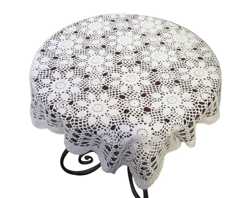 LaivigoHandmade Crochet Cotton Lace Tablecloth Placemats Doilies Doily Square,27 Inch,White
