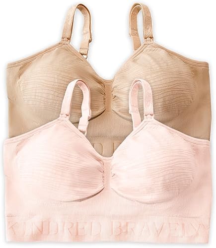 Kindred Bravely Paquete de 2 brasieres manos libres (beige y rosa, XL)