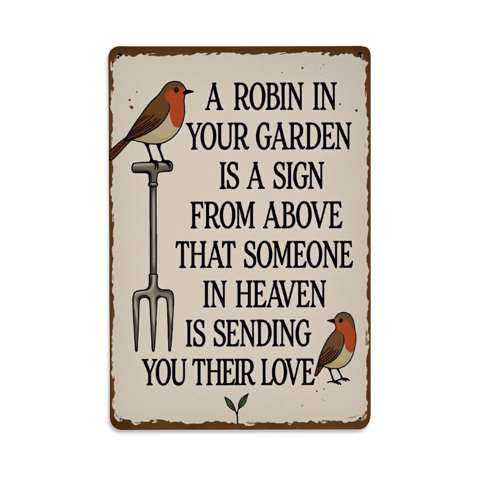 Robin Garden Sign Love Heaven Tin Sign Vintage Metal Poster Retro Bar, Home, Man Cave, Kitchen, Laundry Room Wall Art Decor Gift 8x12 Inch