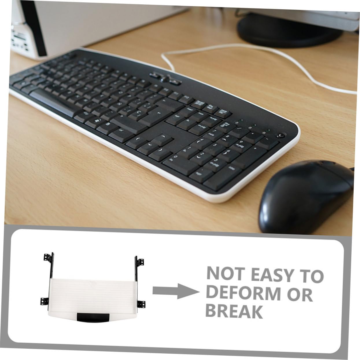 Cajón De Teclado Deslizante para Escritorio Bandeja De Teclado Bajo La Mesa Soporte De Teclado Plegable con Guías Accesorio De Oficina En Color y Ideal para
