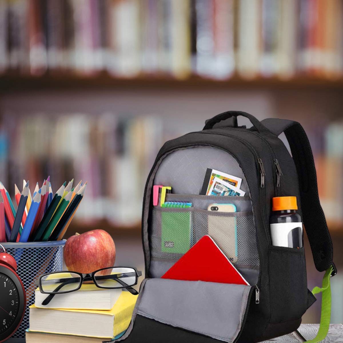 Tinytot 30 Litre With Rain Cover School Collage Travel Office Laptop Backpack for Boys & Girls (Black) 3